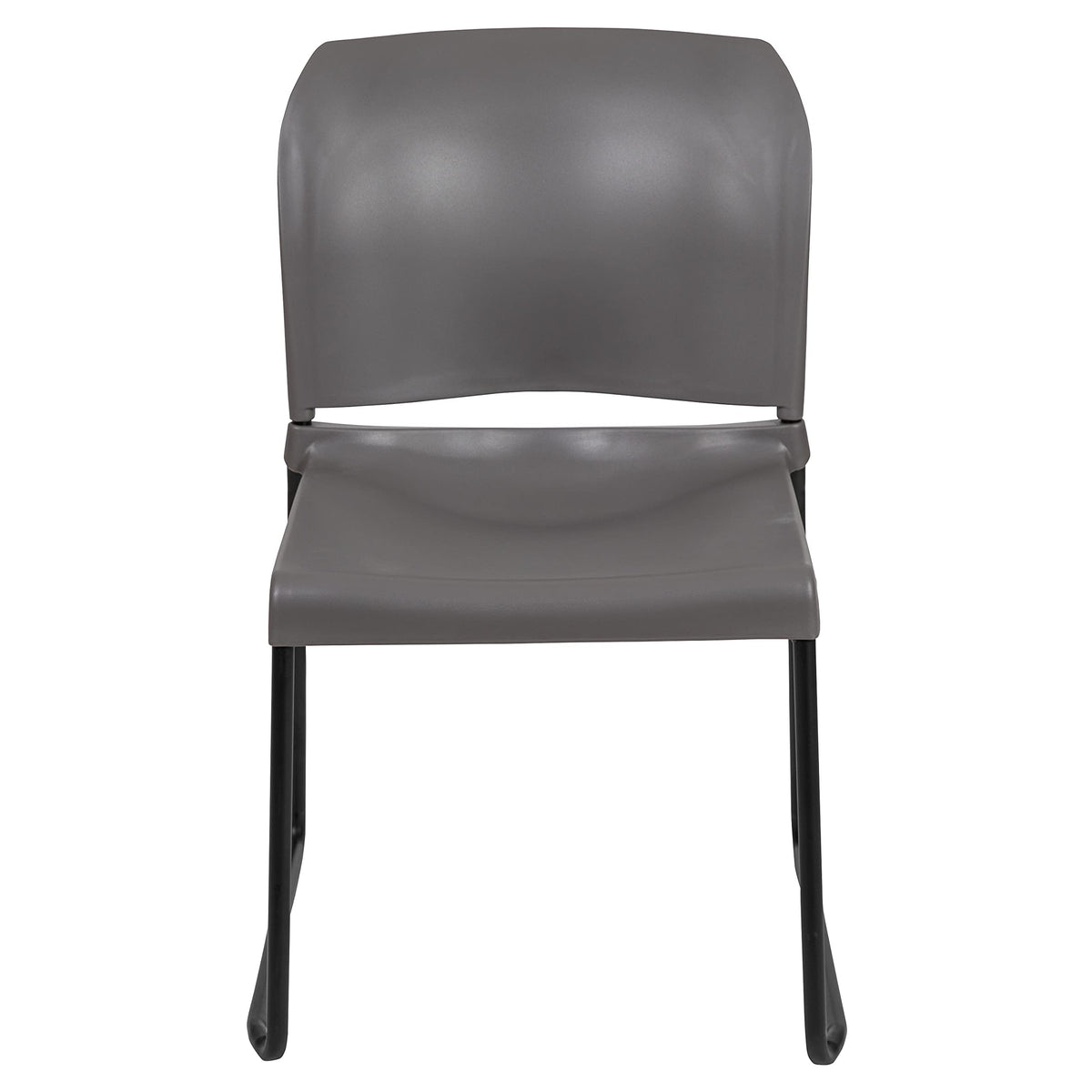 880 lb. Capacity Gray Full Back Contoured Stack Chair with Black Powder Coated Sled Base