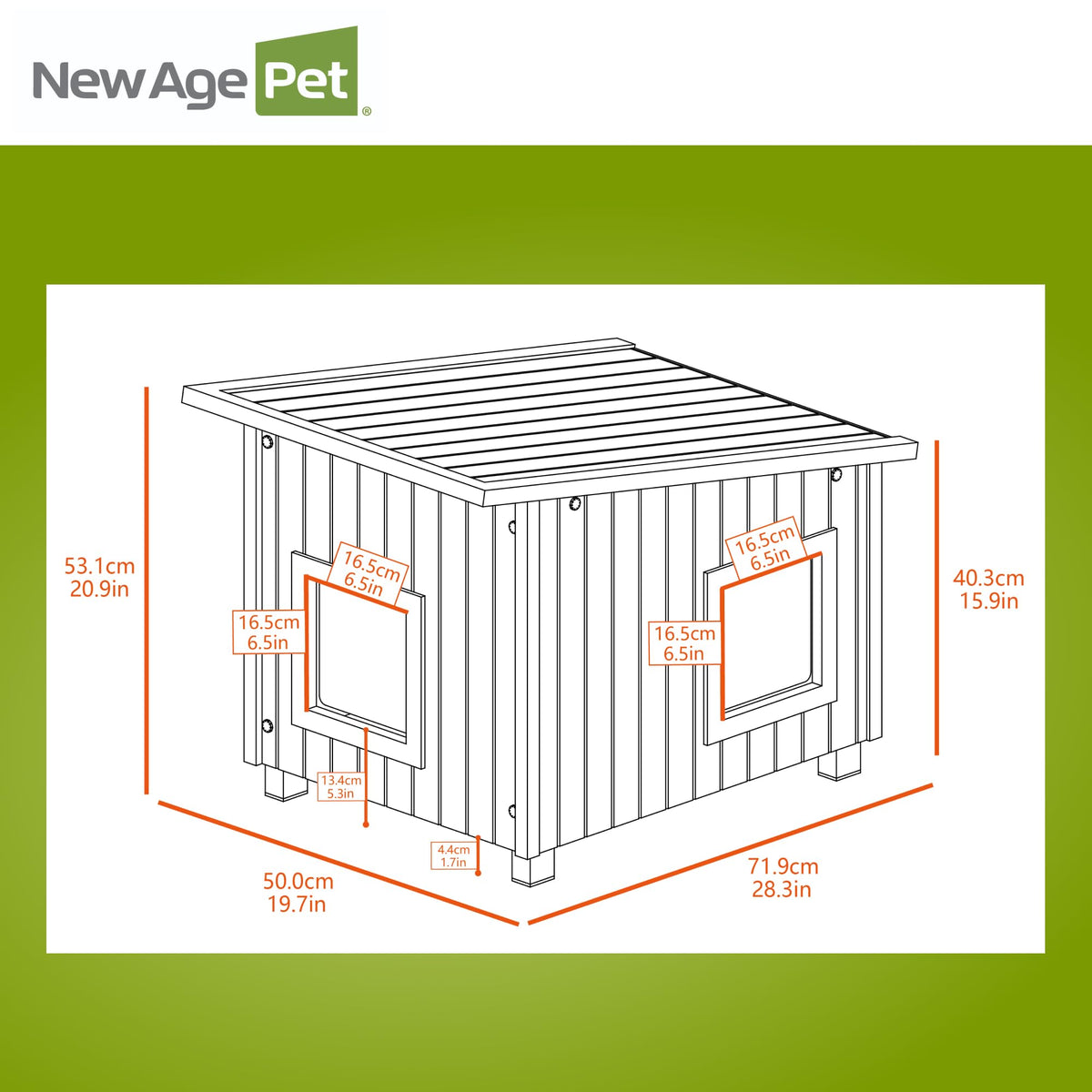 Outdoor Cat House X-Large Weather Resistant, Raised Floor, Dual Vinyl Flaps, 30% Bigger, 28" W x 20" H