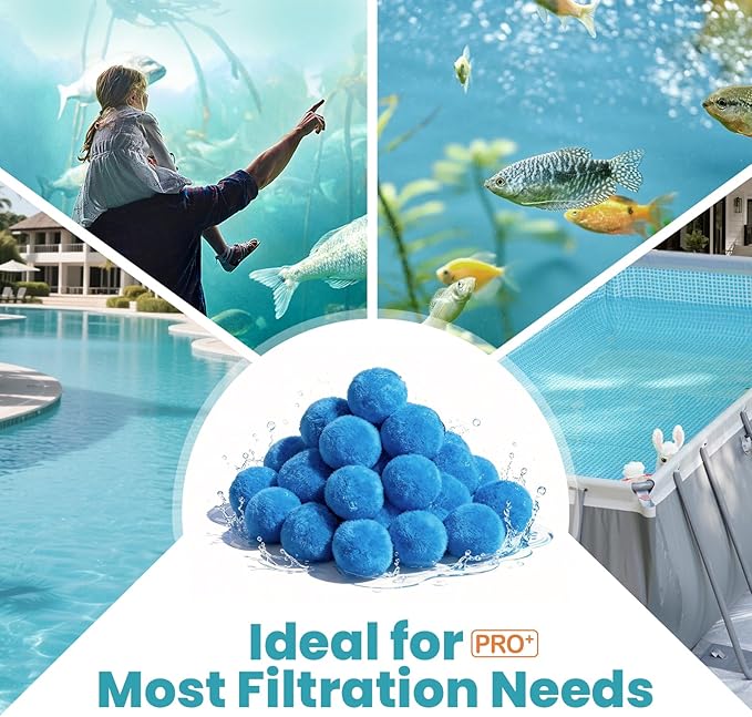 7.7 lbs Pool Filter Balls for Sand Filters, Reusable Blue Filter Media Balls for All Sand Filter Systems, Efficient & Lightweight Pool Sand Filter Balls, Replaces 250 lbs Pool Filter Sand