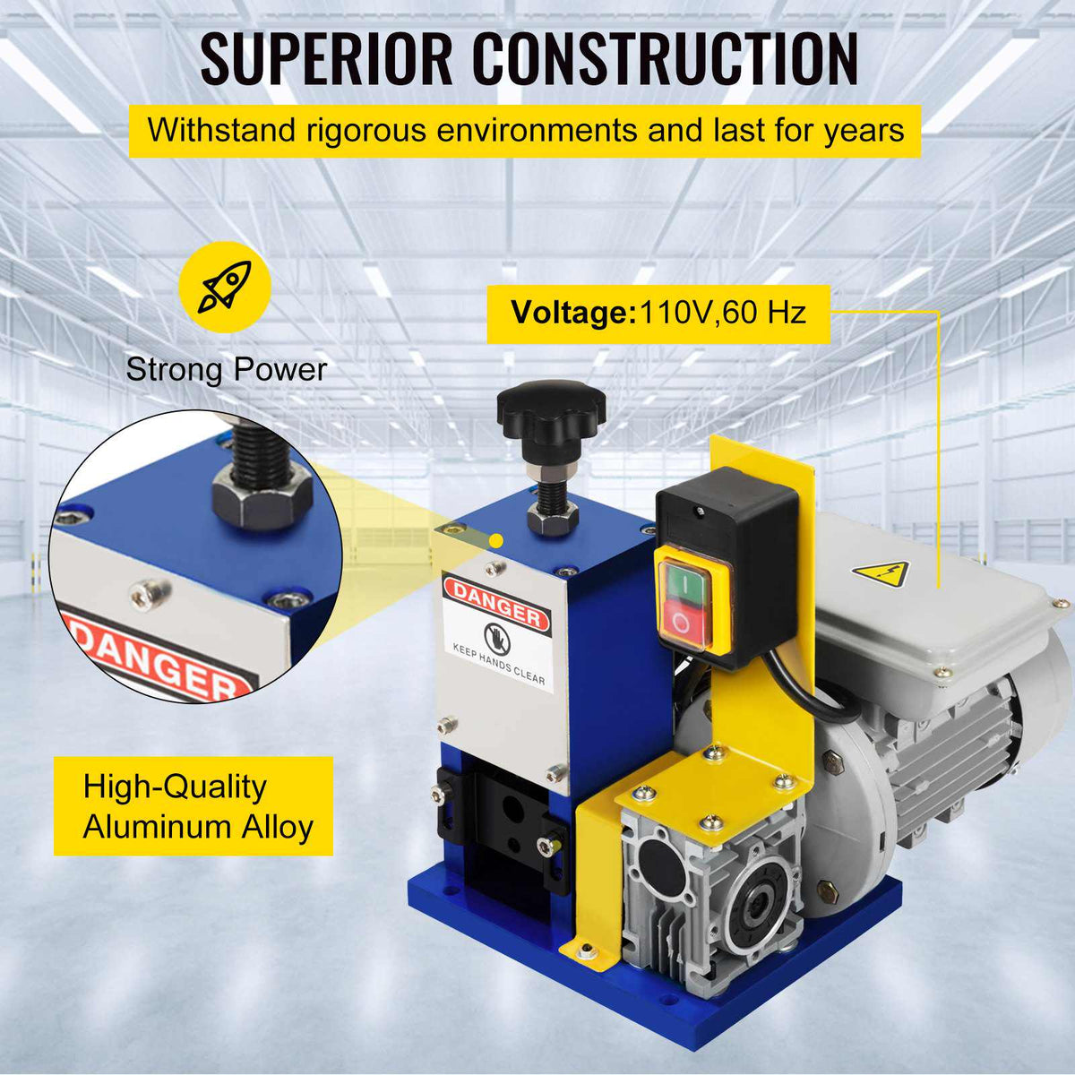 Automatic Electric Wire Stripping Machine 0.05\"-0.98\",Portable Dark Blue Wire Stripper, Wire Stripping Machine Tool for Scrap Copper Recycling (Dark Blue)
