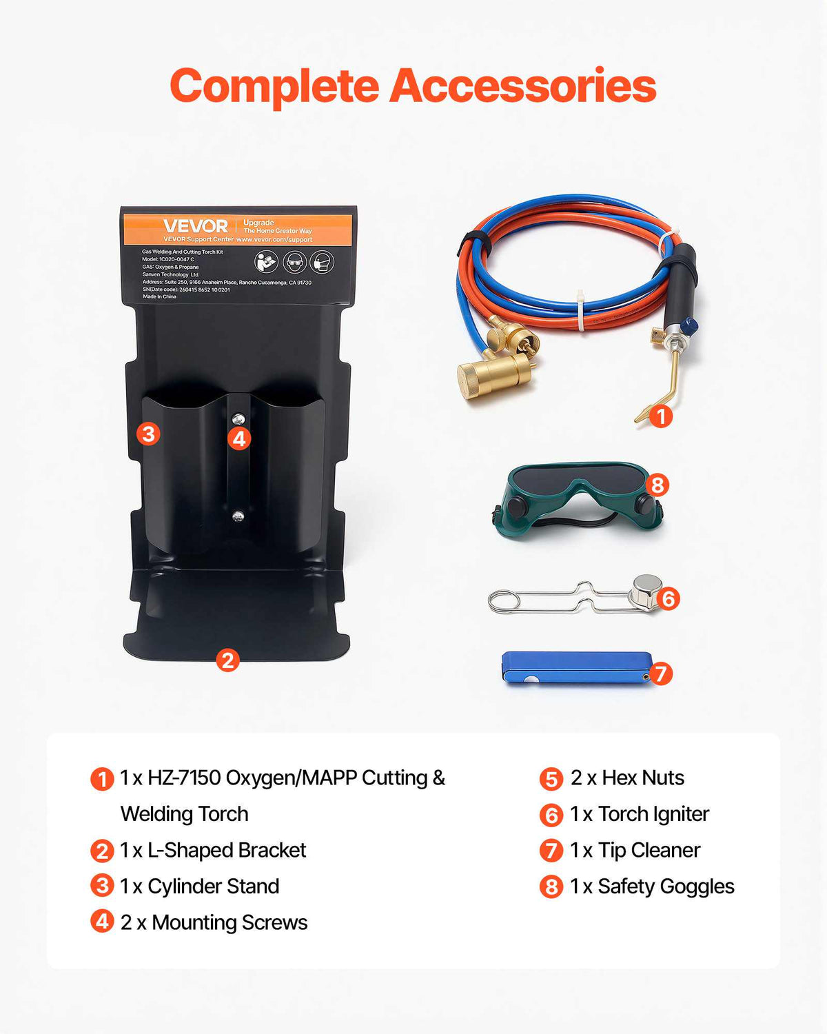 Oxygen Propane Torch Kit, Brass Welding Torch for Oxygen MAPP Gas with Dual Pressure Gauges, Portable Oxy-Propane MAPP Brazing Tool Kit with Cylinder Rack for Welding, Soldering, Metal Heating
