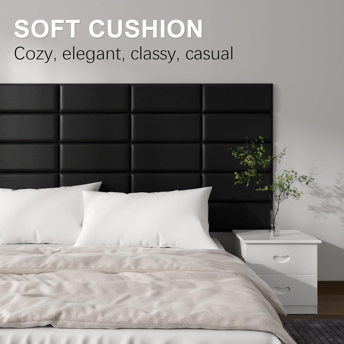 Twin Headboards, Self-Adhesive 3D Panels, Upholstered Wall Panels for Bedroom/Living Room (6 Pieces 9.84 in X 23.6 In)