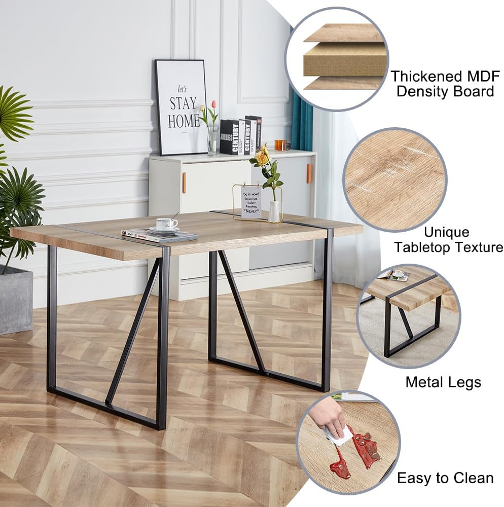 Dining Table Set for 4, Modern 55'' Wood Dinette Table Set for 4 with Fabric Dining Chairs,Table and Chairs Set of 4,Ideal for Kitchen Dining Room