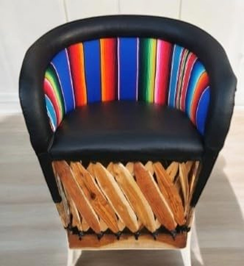Equipal Forniture Traditional Mexican Equipal Chair Black Color Zarape , Artisan in Mexico Equipales San José Original Skin Ideal for Your Home, Bar, Restaurant, Office, Hotel