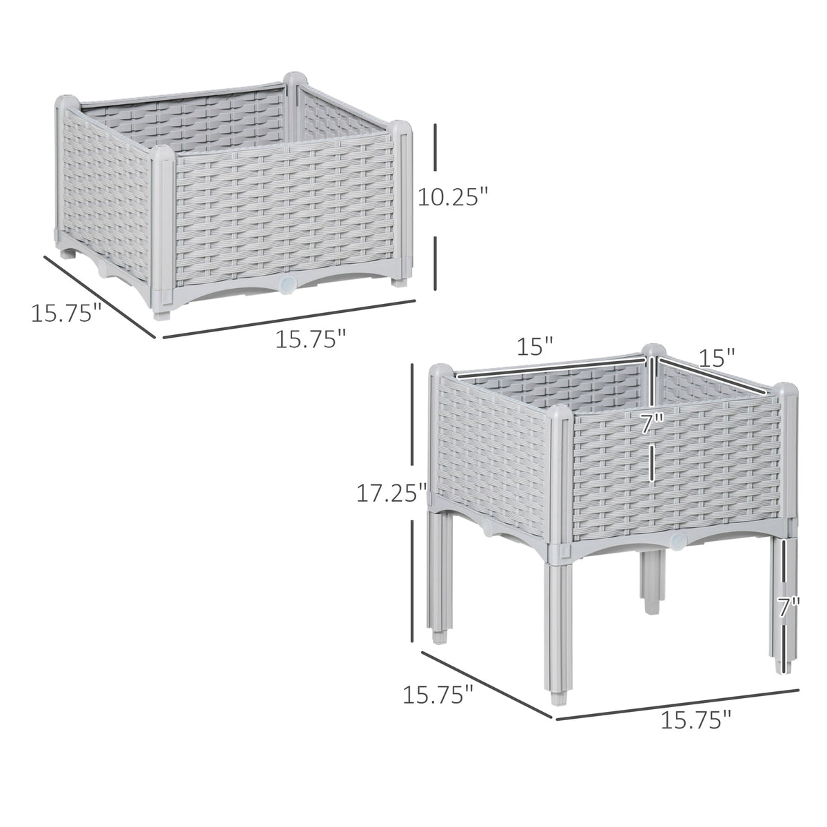 2-Piece Raised Garden Bed with Legs, Self-Watering Planter Box Raised Bed to Grow Flowers, Herbs & Vegetables, Gray