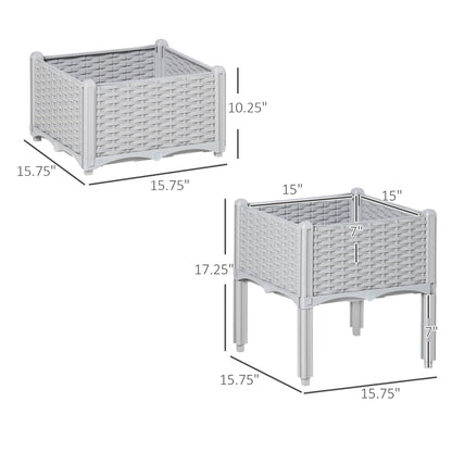 2-Piece Raised Garden Bed with Legs, Self-Watering Planter Box Raised Bed to Grow Flowers, Herbs & Vegetables, Gray