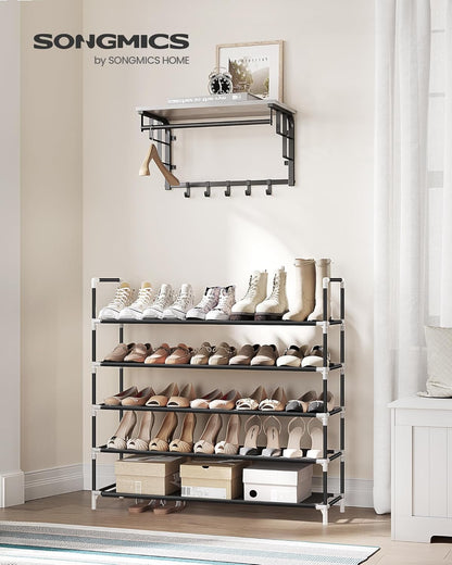 5-Tier Slim Shoe Rack, Holds 20 to 25 Pairs, Black