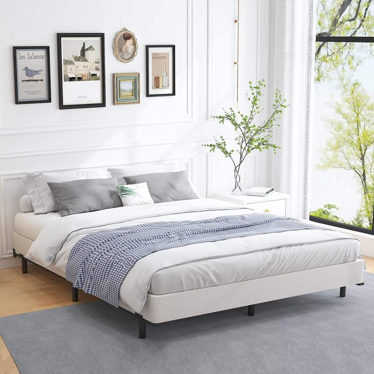 5 Inch Heavy Duty Metal Box Spring Mattress Foundation 3000Lbs Max Weight Capacity/Non-Slip/No Noise/Easy Assembly/Easy Clean Cover,King