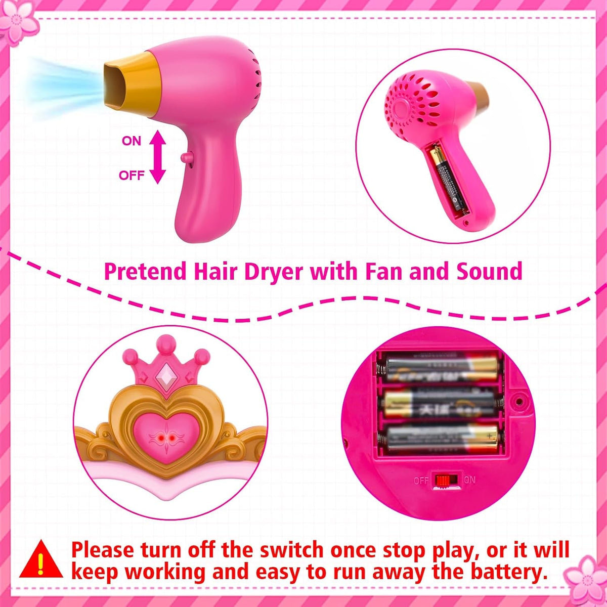 Toddler Vanity Toy Set with Musical Lighted Mirror, Pink, Ages 3-5