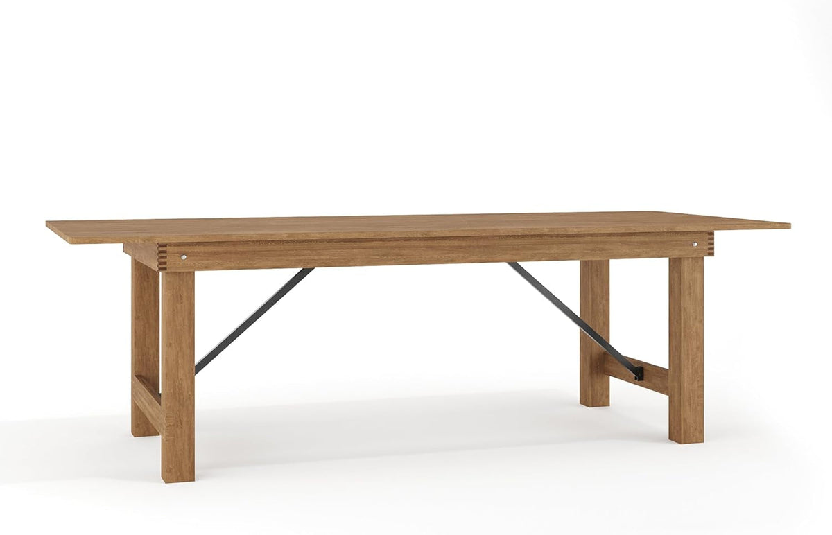 Hercules Series 8' X 40" Rustic Solid Pine Folding Dining Table, Rectangular Antique Farmhouse Dining and Event Extension Table