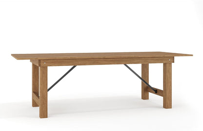 Hercules Series 8' X 40" Rustic Solid Pine Folding Dining Table, Rectangular Antique Farmhouse Dining and Event Extension Table
