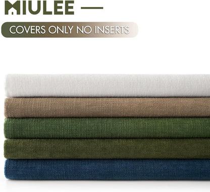 Olive Green Couch Pillow Covers 18X18 Inch, Set of 2 Soft Chenille Decorative Square Throw Pillow Covers Farmhouse for Sofa Living Room Bed