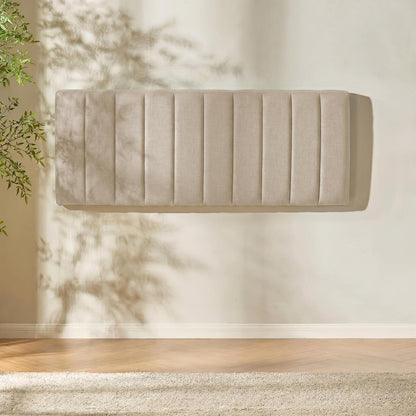 Upholstered Queen Headboard - Easy Assemble Channel Stitched Headboard Queen Size - Wall Mounted Headboards with 3D Soundproof Wall Panels Peel & Stick Floating Headboards, Beige