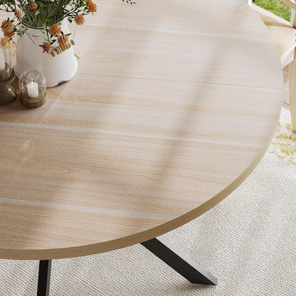 round Dining Table for 2, Farmhouse Wood Kitchen Table, Circle Dinner Table for Kitchen & Dining Room, Small Space, 31.5In, Walnut
