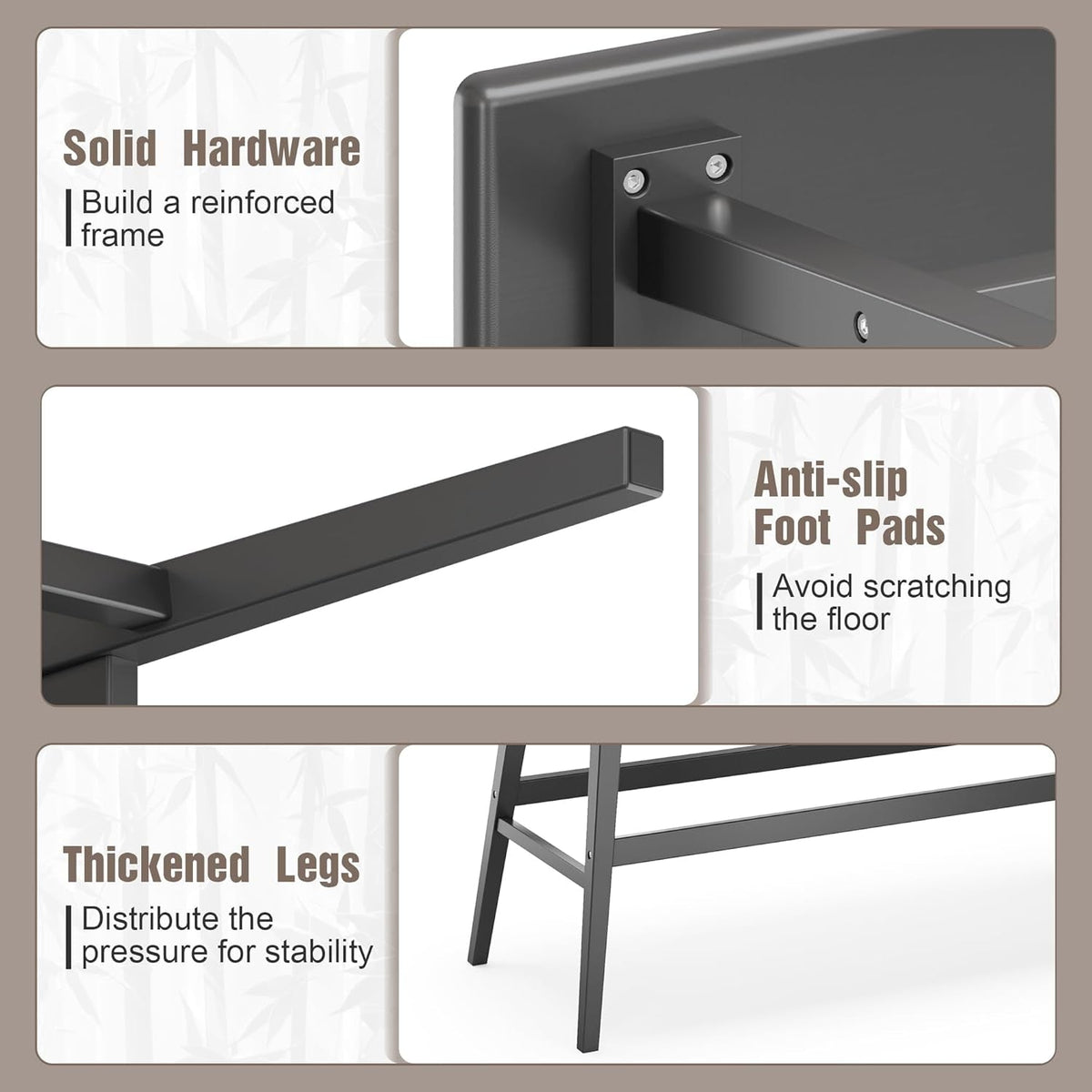 Bamboo Dining Bench, Black Entryway Bench with Spindle Back Farmhouse Wood Windsor for Foyer Balcony Living Room (Nature) (Black)
