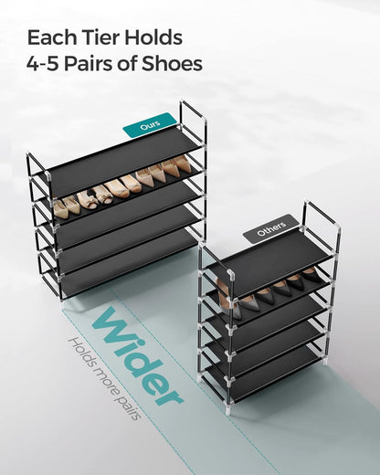 5-Tier Slim Shoe Rack, Holds 20 to 25 Pairs, Black