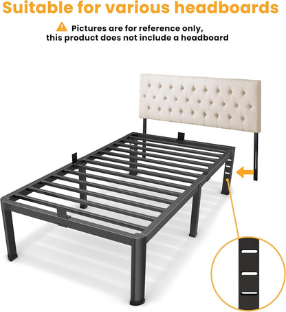 14-Inch Twin Platform Bed Frame, 3,500 lb Steel Slat Support, Black