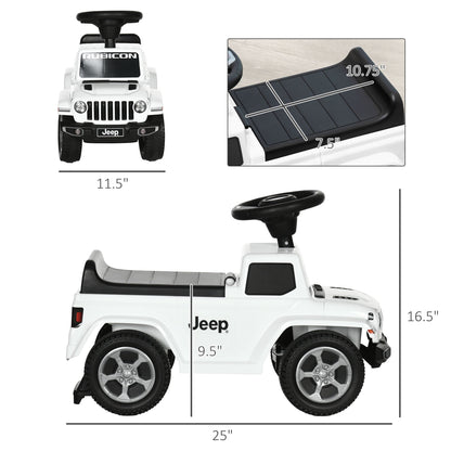 Kids Ride on Push Car, with Engine Sounds & Under-Seat Storage, Foot-to-Floor Ride on Sliding Car with Horn, White