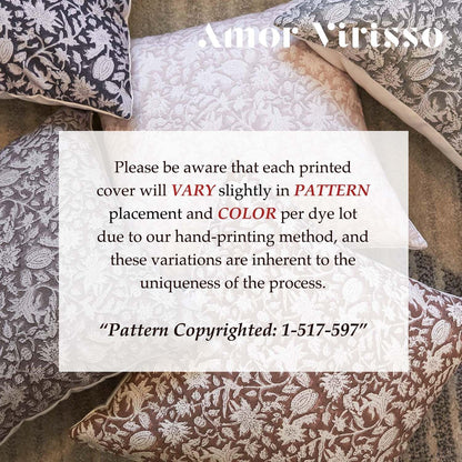 Throw Pillow Covers 20X20 Floral Pillow Covers Block Print Farmhouse Neutral Pillow Covers Decorative Accent Throw Pillows for Couch Bed Living Room Sofa Pillows 1PC, Brown