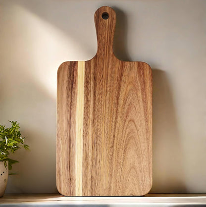 Acacia Wood Cutting Board with Handle 13.7''X7'' / Charcuterie Board/Serving Board/Cheese, Bread, Vegetables & Fruits Serving Board (Rectangular)