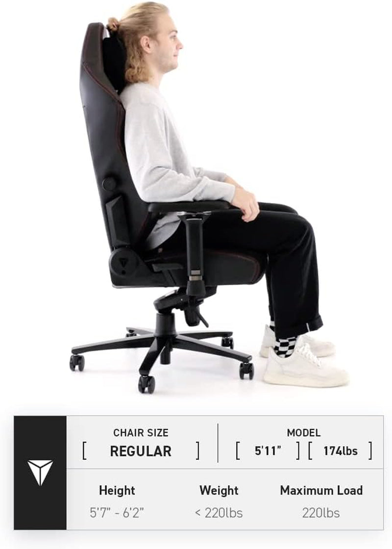 Titan Evo Classic Gaming Chair - Reclining, Ergonomic & Heavy Duty Computer Chair with 4D Armrests, Magnetic Head Pillow & Lumbar Support - Big and Tall 395 Lbs - Black - Leatherette
