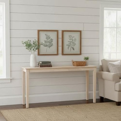 International Concepts Shaker Console Table, 60-Inch Long, Solid Parawood, Unfinished