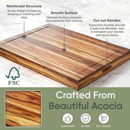 Noodle Board Stove Cover Cutting Board with Handle - Stove Top Cover with Care Brush FSC Certified - Multiuse Gas Stove Cover Board for Serving Chopping Decorating, 30”X22”(Outer) / 28.5”X20.5”(Inner)
