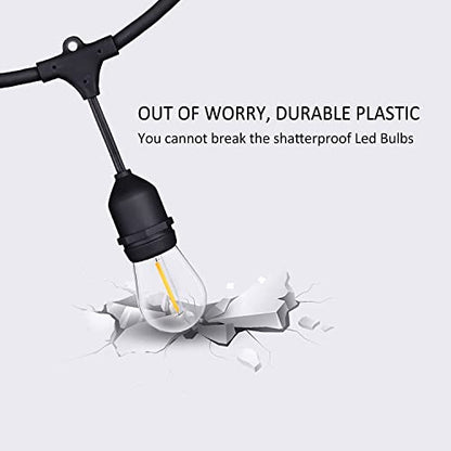 200FT String Lights for Outside LED Patio Lights Outdoor Waterproof with 63 Shatteproof Edison Lights Outdoor String Lights 2200K for Patio Gazebo Pergola Café