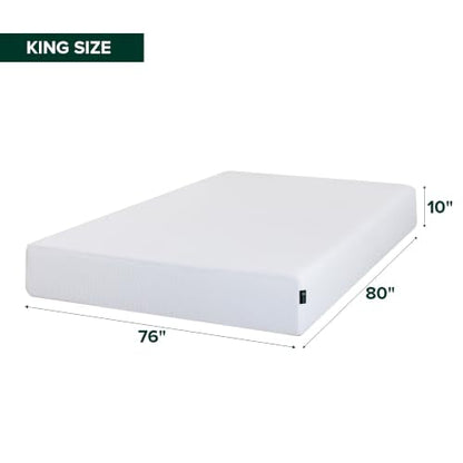 Zinus 10 Inch King Green Tea Cooling Memory Foam Mattress, Medium Feel
