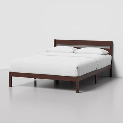Classic Wood Platform Bed Frame with Headboard, Essential, Noise Free, Under Bed Storage, No Box Spring Needed, Easy Assembly (Walnut, Queen (U.S. Standard))