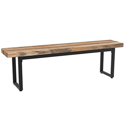 59" Farmhouse Dining Bench Pair 2, Wooden Bench Seat Kitchen Table, Brown