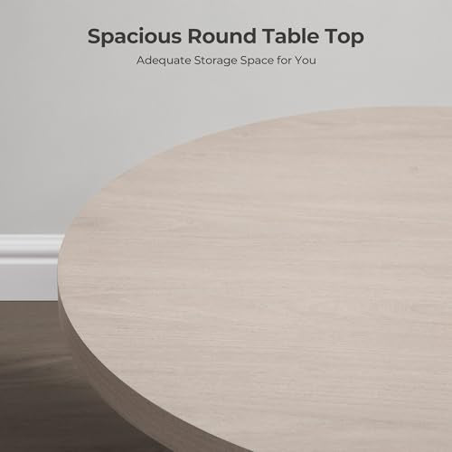 Round Coffee Table for Living Room, 32" Circle Modern Fluted Center Coffee Table with Storage, Mid Century Accent Tea Dining Table for Small Space, Apartment, White Alder