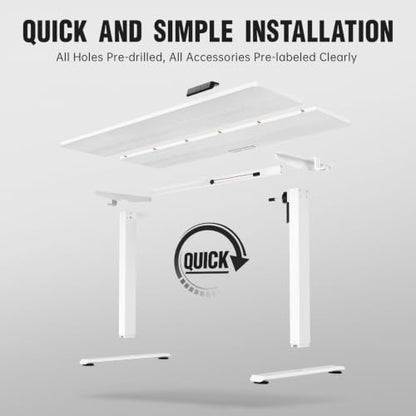 63×27.6 Inch Large Electric Standing Desk, Gaming Table, White