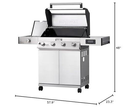 Denali 405 4-Burner Liquid Propane Gas Smart bbq Grill Stainless Steel with Rotisserie Kit(2 items)