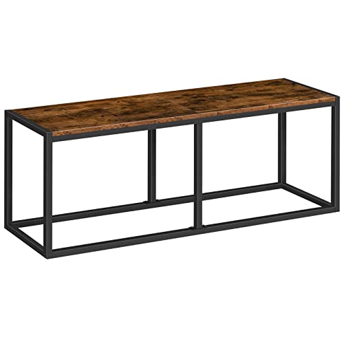 Dining Bench, 47.2 Inch Dining Table Bench, Industrial Style Kitchen Bench, Steel Frame, Easy to Assemble, for Kitchen, Dining Room, Rustic Brown and Black BF12CD01