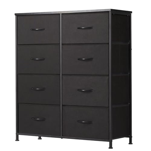 8 Drawer Black Dresser for Bedroom Tall, Organizer Storage