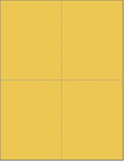 Limited Papers (TM) 8.5x11 Perforated Paper, 20/50 Pound, 75 GSM, Variety of Perforation Sizes and Colors, for Forms, Tickets, Postcards, Business Cards. (Gold, 4 up – 1 Hor. & 1 Ver.)