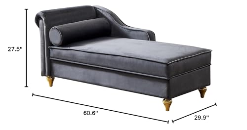 Modern Upholstery Chaise Lounge Chair with Storage Velvet (Grey)