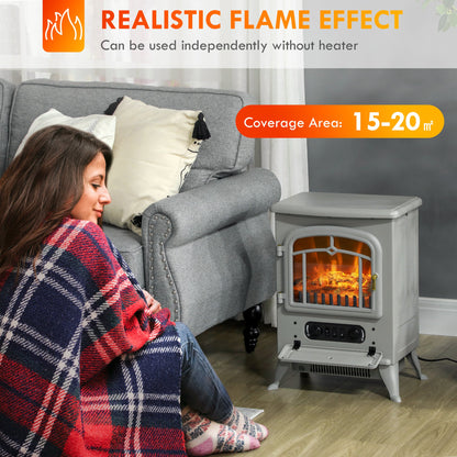 Fireplace Stove, Electric Fireplace Heater with Realistic LED Flames and Logs, 725W/1450W, Gray