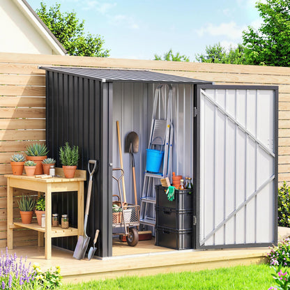 Small Metal Garden Shed, 3.3' x 3.4', Galvanized Steel, Lockable Tool Shed for Patio, Backyard, Lawn, Dark Gray