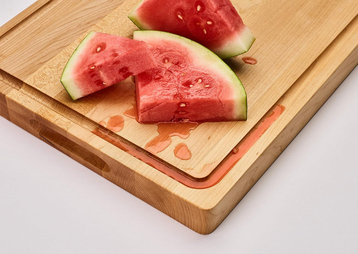 Made in USA, Large Thick Maple Wood Cutting Board for Kitchen with Juice Groove, Sorting Compartment, Charcuterie Wooden Board 17X13X1.5 in (Gift Box Included)