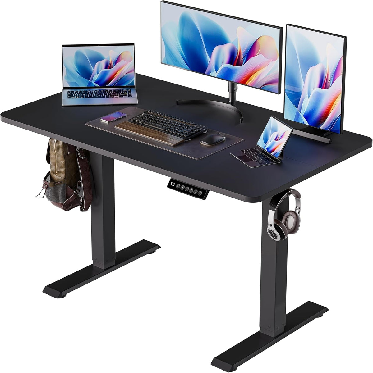 Electric Standing Desk with 3 Memory Presets and Quiet Motor, Black
