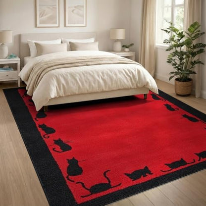 8'x10' Red Cat Crimson Artistic Washable Area Rug