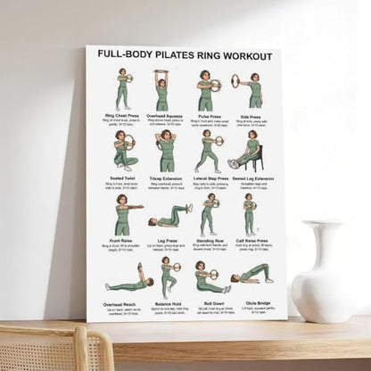 Pilates Ring Exercises Full Body Workout Chart Magic Circle Workout Pilates Ring Guide Home Canvas Poster Bedroom Decor Room Decor Unframe 20x30inch
