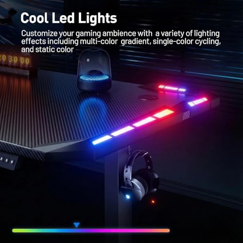 Electric Standing Gaming Desk with RGB Lights, 47-Inch, Black