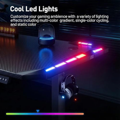Electric Standing Gaming Desk with RGB Lights, 47-Inch, Black