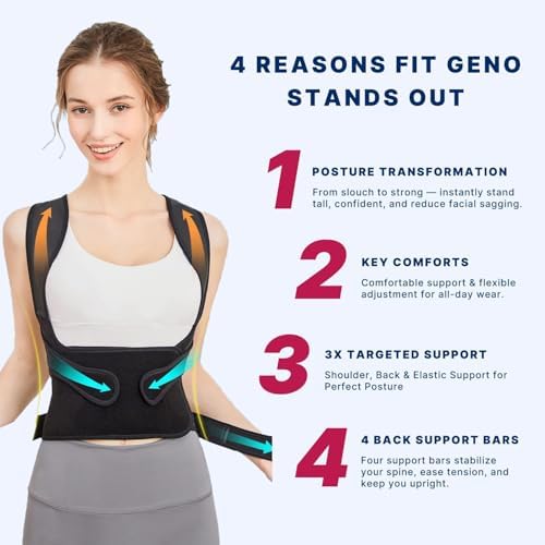 Back Brace Posture Corrector for Women and Men, Shoulder Straightener, Adjustable Full Back Support, Relief for Neck/Shoulder/Back Pain, Scoliosis & Hunchback Correction, Breathable Mesh Design (Black, Medium/Large (Waist 33"-40"))