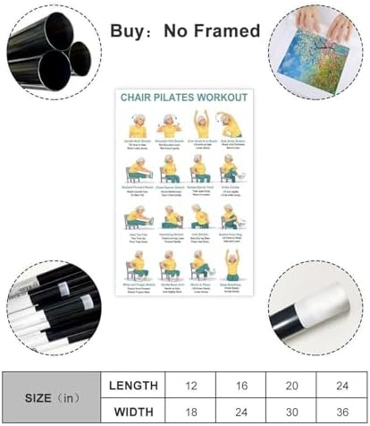 Chair Pilates Workout Seated Full Body Exercise Chart Sitting Core Flexibility Routine for Home Canvas Poster Bedroom Decor Room Decor Unframe 12x18inch