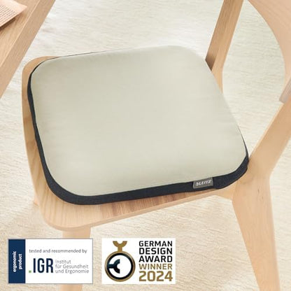 Leitz Ergo Active Wobble Cushion, Ergonomic Seat Cushion, Square Seat Pad for Improved Ergonomics, Seat Cushion for Office Chair with Light Grey Cover, 65400085