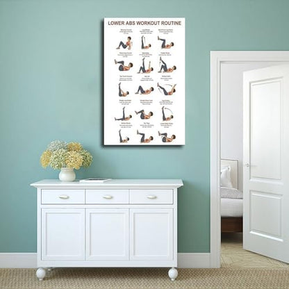Lower Belly Abs Workout Lower Ab Exercises Core Floor Workout Chart Home Ab Core Home Gym Exercises Canvas Poster Wall Art for Living Room Bedroom Decor Frame 16x24inch